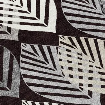 5' X 8' Black Silver And Charcoal Floral Washable Indoor Outdoor Area Rug