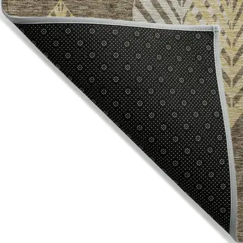 3' X 5' Chocolate Beige And Gray Floral Washable Indoor Outdoor Area Rug