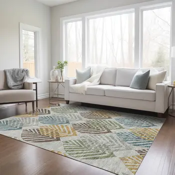3' X 5' Gray Silver And Teal Blue Floral Washable Indoor Outdoor Area Rug