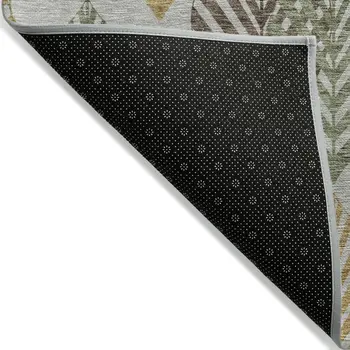 5' X 8' Gray Silver And Teal Blue Floral Washable Indoor Outdoor Area Rug