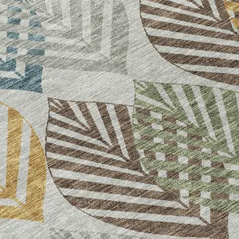 9' X 12' Gray Silver And Teal Blue Floral Washable Indoor Outdoor Area Rug