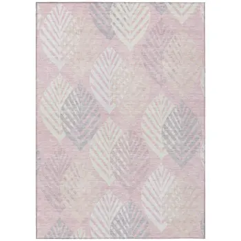 3' X 5' Pink Ivory And Beige Floral Washable Indoor Outdoor Area Rug