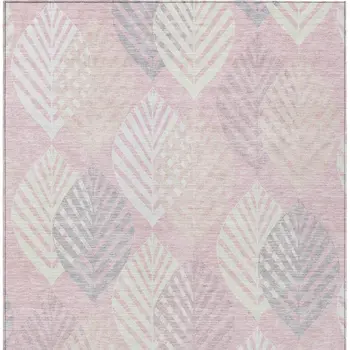 8' X 10' Pink Ivory And Beige Floral Washable Indoor Outdoor Area Rug