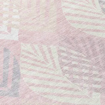 8' X 10' Pink Ivory And Beige Floral Washable Indoor Outdoor Area Rug