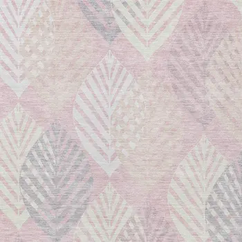 9' X 12' Pink Ivory And Beige Floral Washable Indoor Outdoor Area Rug