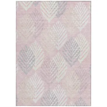 10' X 14' Pink Ivory And Beige Floral Washable Indoor Outdoor Area Rug