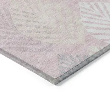 10' X 14' Pink Ivory And Beige Floral Washable Indoor Outdoor Area Rug