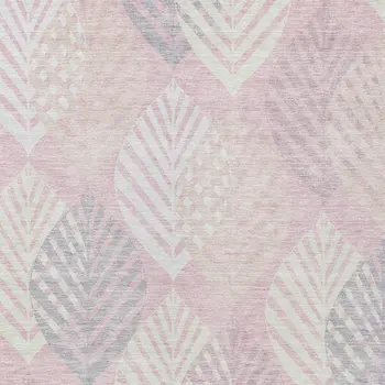 10' X 14' Pink Ivory And Beige Floral Washable Indoor Outdoor Area Rug