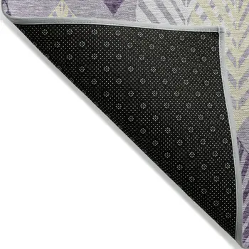 5' X 8' Purple Lavender And Beige Floral Washable Indoor Outdoor Area Rug