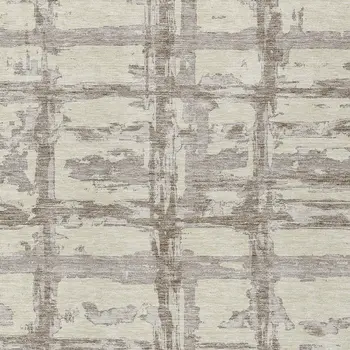 10' X 14' Beige Brown And Taupe Striped Washable Indoor Outdoor Area Rug