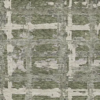 3' X 5' Olive Green Gray And Beige Striped Washable Indoor Outdoor Area Rug