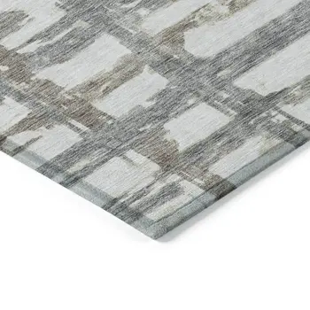 3' X 5' Silver Taupe And Gray Striped Washable Indoor Outdoor Area Rug