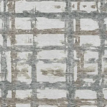 3' X 5' Silver Taupe And Gray Striped Washable Indoor Outdoor Area Rug