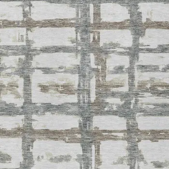 5' X 8' Silver Taupe And Gray Striped Washable Indoor Outdoor Area Rug