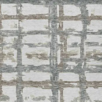 9' X 12' Silver Taupe And Gray Striped Washable Indoor Outdoor Area Rug