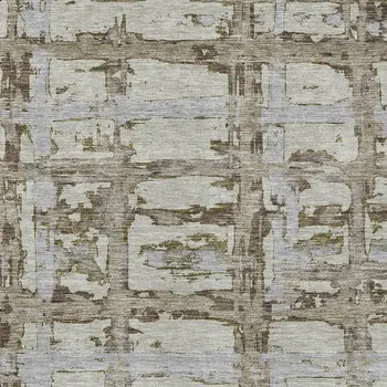5' X 8' Taupe Gray And Brown Striped Washable Indoor Outdoor Area Rug