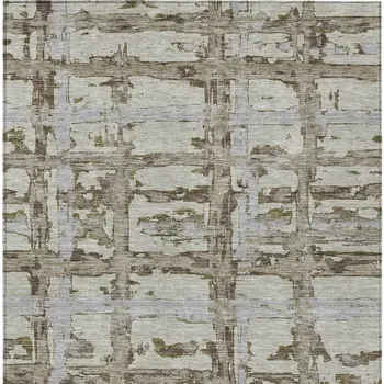 8' X 10' Taupe Gray And Brown Striped Washable Indoor Outdoor Area Rug