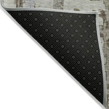 10' X 14' Taupe Gray And Brown Striped Washable Indoor Outdoor Area Rug