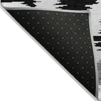 10' X 14' Black Gray And Silver Abstract Washable Indoor Outdoor Area Rug