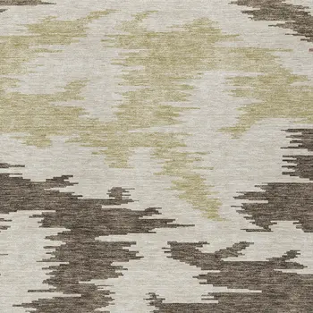 5' X 8' Chocolate Beige And Gold Abstract Washable Indoor Outdoor Area Rug