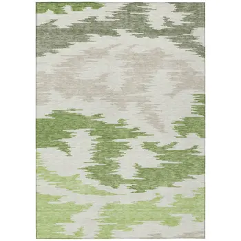 3' X 5' Olive Green And Beige Abstract Washable Indoor Outdoor Area Rug