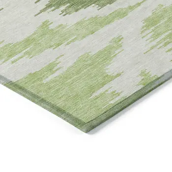 3' X 5' Olive Green And Beige Abstract Washable Indoor Outdoor Area Rug