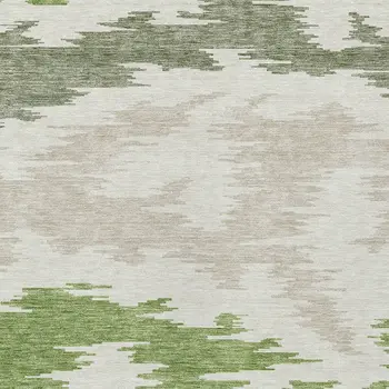 3' X 5' Olive Green And Beige Abstract Washable Indoor Outdoor Area Rug