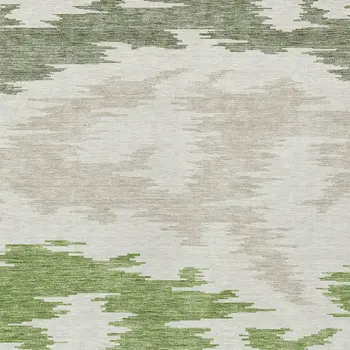 9' X 12' Olive Green And Beige Abstract Washable Indoor Outdoor Area Rug