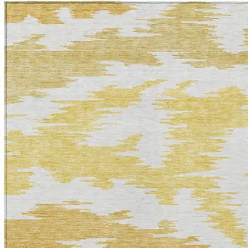 3' X 5' Gold Beige And Wheat Abstract Washable Indoor Outdoor Area Rug
