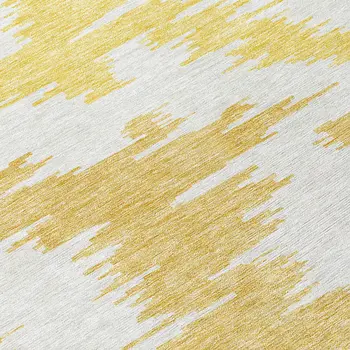8' Gold Beige And Wheat Round Abstract Washable Indoor Outdoor Area Rug