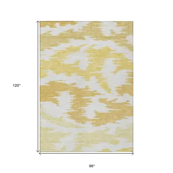 8' X 10' Gold Beige And Wheat Abstract Washable Indoor Outdoor Area Rug