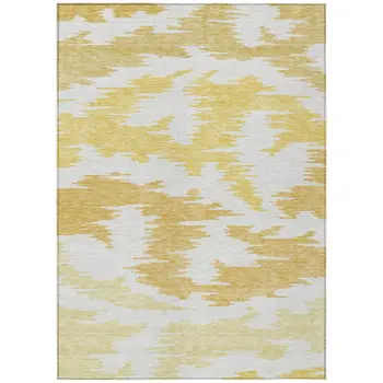 8' X 10' Gold Beige And Wheat Abstract Washable Indoor Outdoor Area Rug