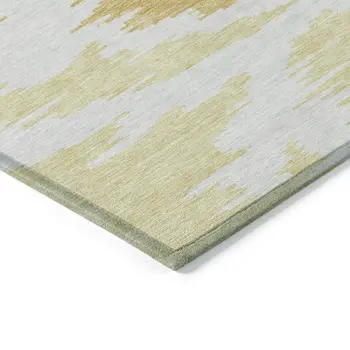 8' X 10' Gold Beige And Wheat Abstract Washable Indoor Outdoor Area Rug