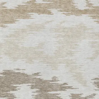 8' X 10' Ivory Beige And Brown Abstract Washable Indoor Outdoor Area Rug
