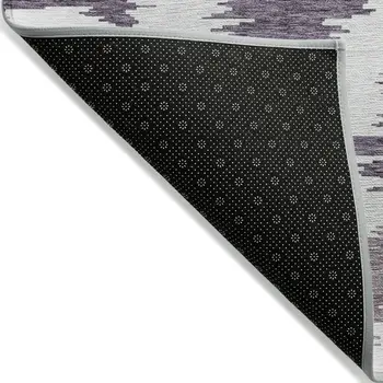 5' X 8' Purple Lavender And Ivory Abstract Washable Indoor Outdoor Area Rug