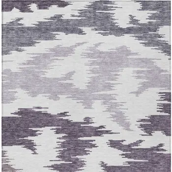9' X 12' Purple Lavender And Ivory Abstract Washable Indoor Outdoor Area Rug