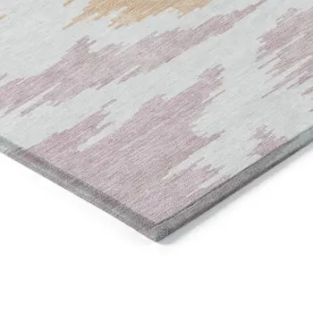 8' X 10' White Sky Blue And Artichoke Green Abstract Washable Indoor Outdoor Area Rug