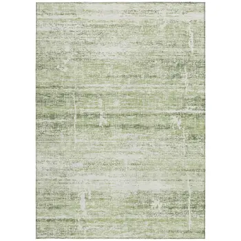 3' X 5' Artichoke Green And Ivory Abstract Washable Indoor Outdoor Area Rug