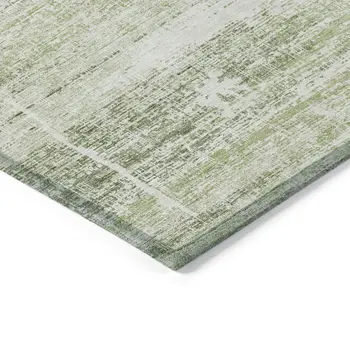 3' X 5' Artichoke Green And Ivory Abstract Washable Indoor Outdoor Area Rug