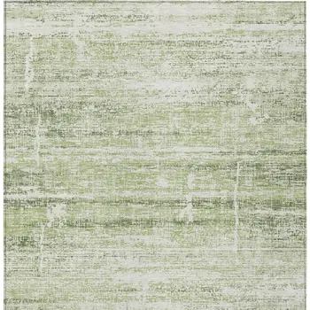 5' X 8' Artichoke Green And Ivory Abstract Washable Indoor Outdoor Area Rug