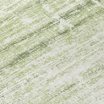 8' Artichoke Green And Ivory Round Abstract Washable Indoor Outdoor Area Rug