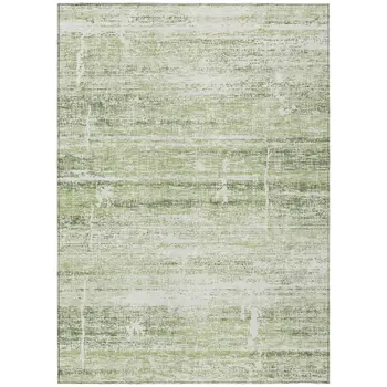 10' X 14' Artichoke Green And Ivory Abstract Washable Indoor Outdoor Area Rug