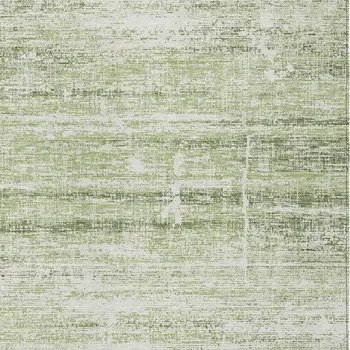 10' X 14' Artichoke Green And Ivory Abstract Washable Indoor Outdoor Area Rug