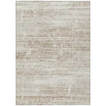 3' X 5' Beige Taupe And Ivory Abstract Washable Indoor Outdoor Area Rug
