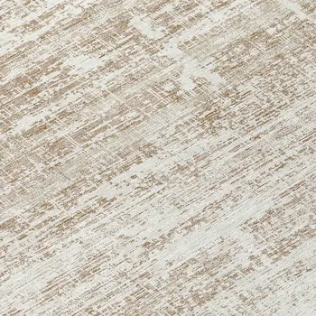 8' Beige Taupe And Ivory Round Abstract Washable Indoor Outdoor Area Rug