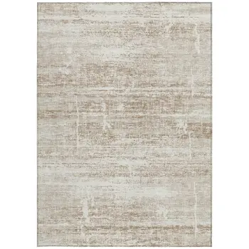 9' X 12' Beige Taupe And Ivory Abstract Washable Indoor Outdoor Area Rug