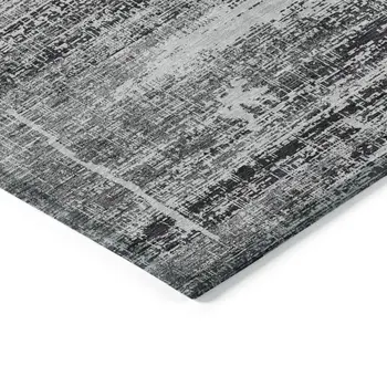 3' X 5' Black Gray And Charcoal Abstract Washable Indoor Outdoor Area Rug