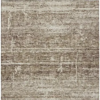 3' X 5' Brown Beige And Taupe Abstract Washable Indoor Outdoor Area Rug