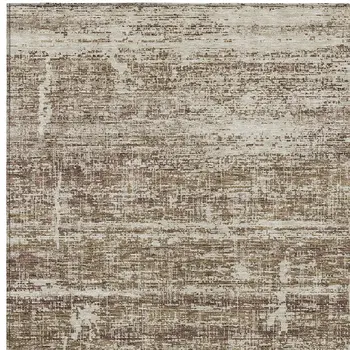 3' X 5' Brown Beige And Taupe Abstract Washable Indoor Outdoor Area Rug