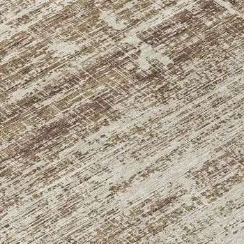 8' Brown Beige And Taupe Round Abstract Washable Indoor Outdoor Area Rug